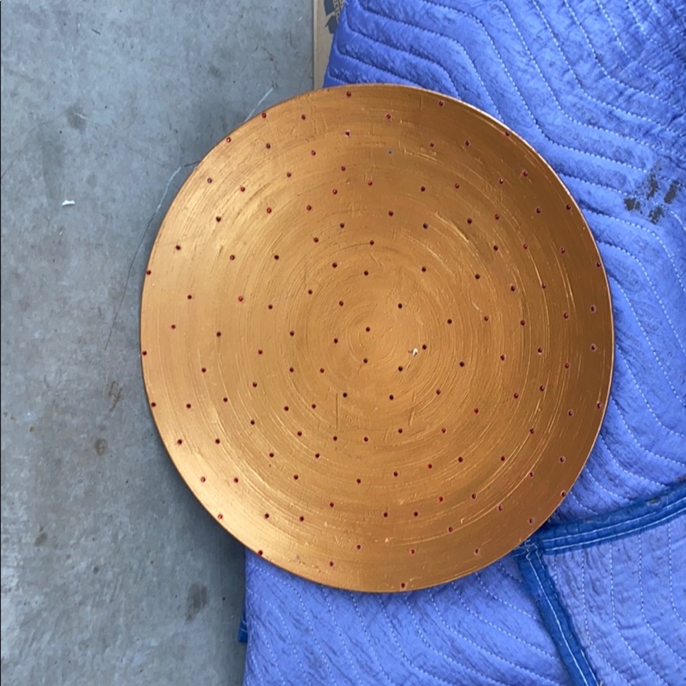 Decorative Tray with gem accents (17.5” diameter)